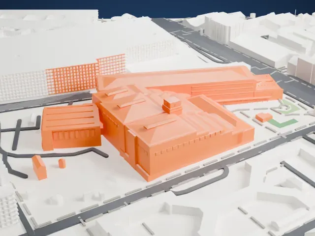 British Library model, West view