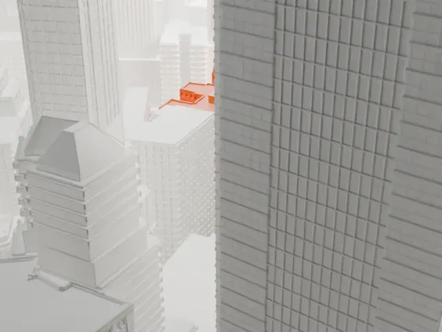 Broad Exchange Building model, East view