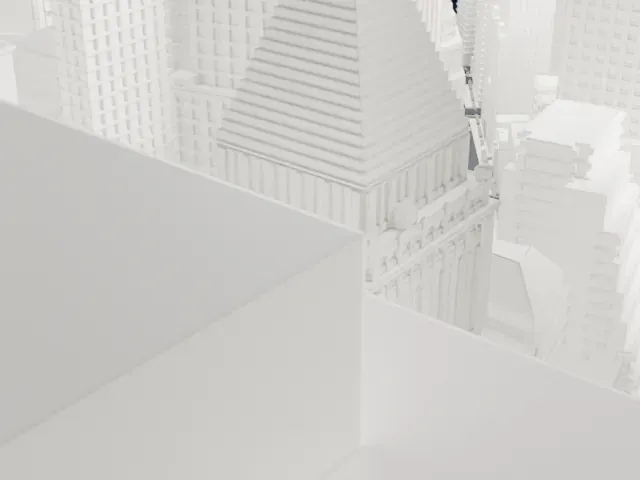 Broad Exchange Building model, North view