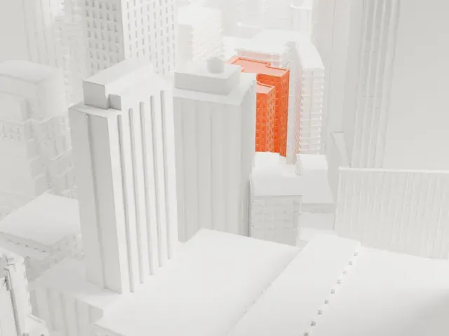 Broad Exchange Building model, West view