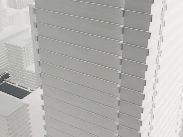 Broadway–Chambers Building model, East view