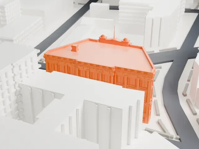 Bronx Borough Courthouse model, North view