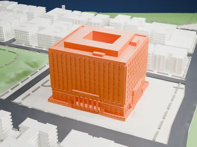 Bronx County Courthouse model, East view