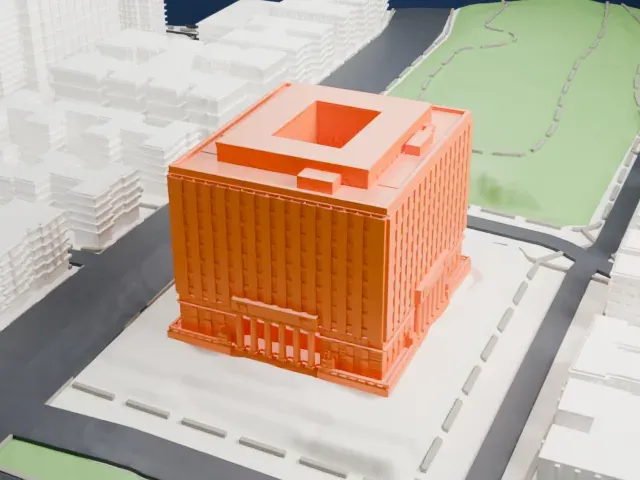Bronx County Courthouse model, North view