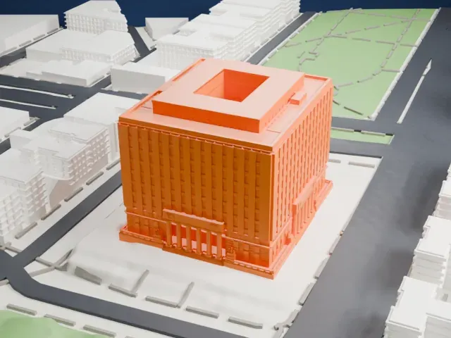 Bronx County Courthouse model, South view