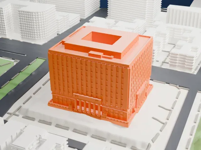 Bronx County Courthouse model, West view