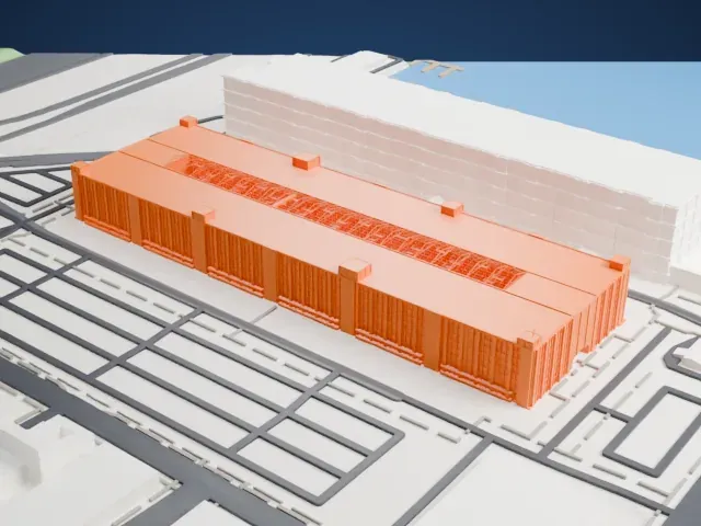 Brooklyn Army Terminal model, East view