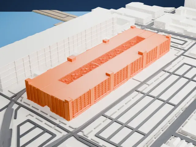 Brooklyn Army Terminal model, South view
