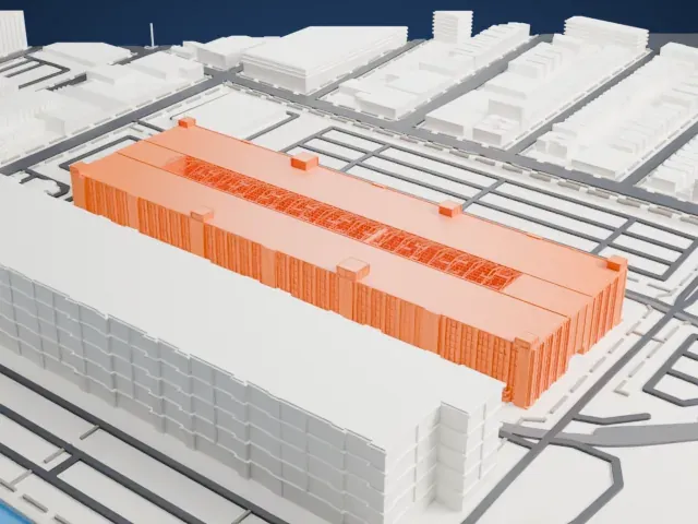 Brooklyn Army Terminal model, West view