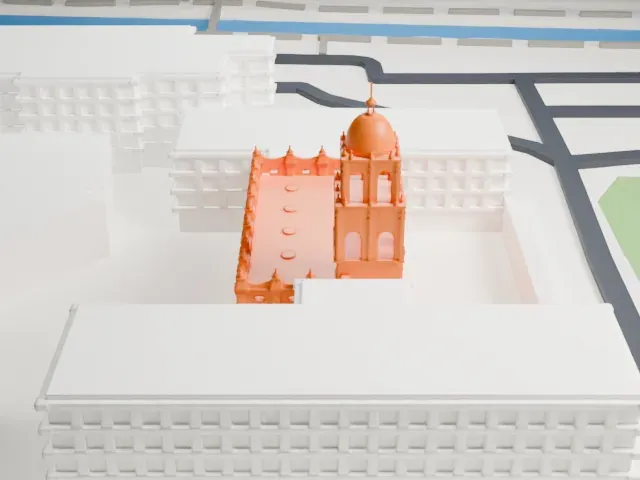 Brophy College Chapel model, North view