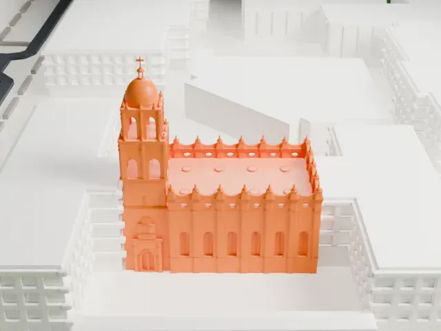 Brophy College Chapel model, West view