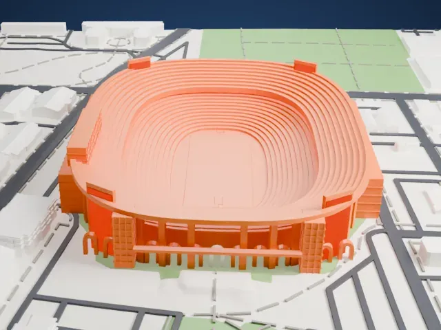 Bryant–Denny Stadium model, North view