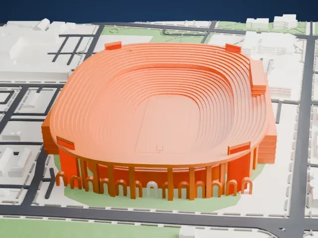 Bryant–Denny Stadium model, South view