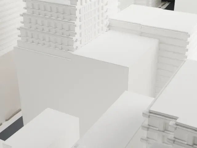 Bryant Park Studios model, South view