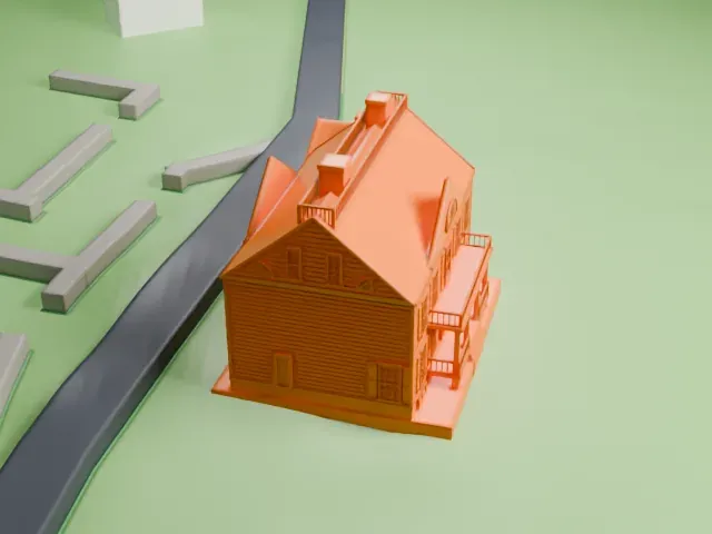 Buccleuch Mansion model, East view