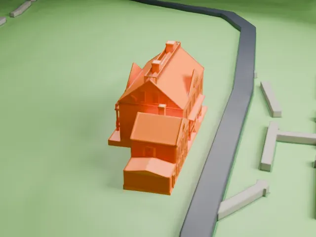 Buccleuch Mansion model, West view