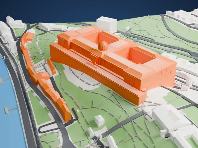 Buda Castle model, North view