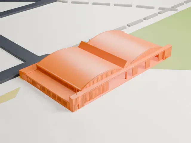 Building Number 29 model, East view