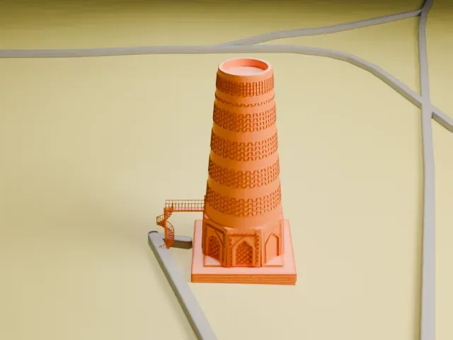 Burana Tower model, East view