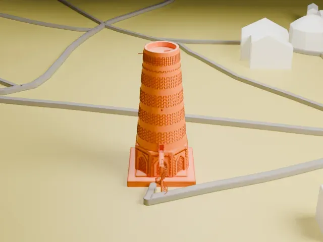 Burana Tower model, South view