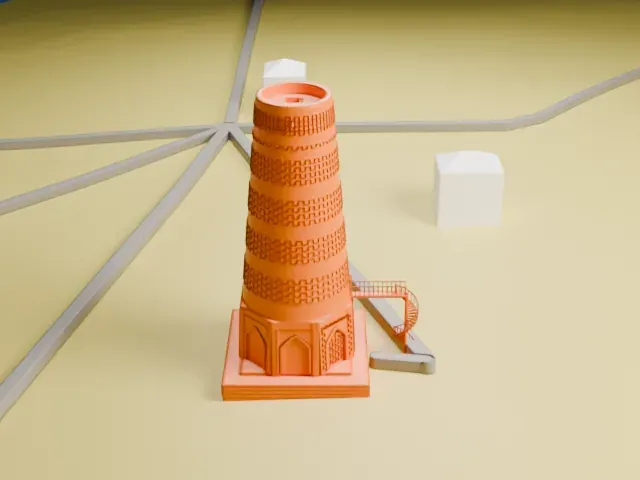 Burana Tower model, West view