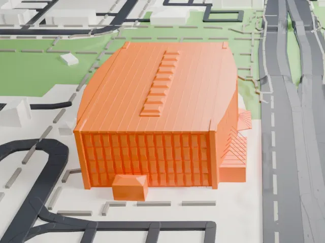 Burton Barr Central Library model, North view