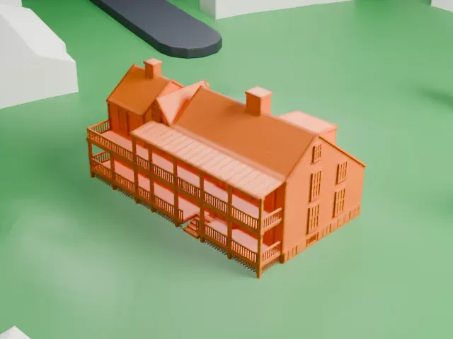 Bush-Holley House model, East view