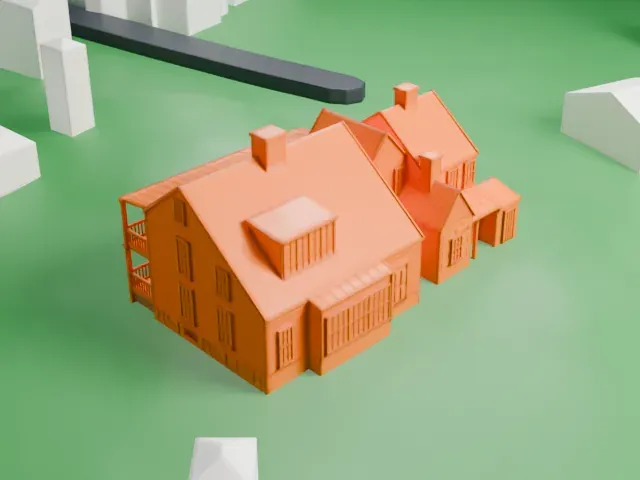 Bush-Holley House model, North view