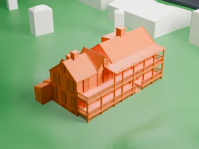 Bush-Holley House model, South view