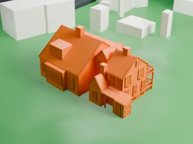 Bush-Holley House model, West view
