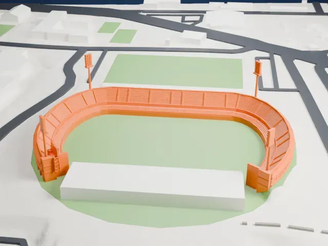 Butarque Stadium model, East view