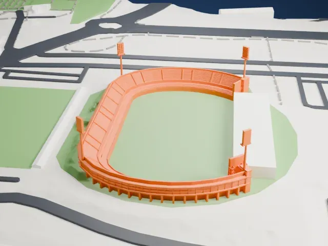 Butarque Stadium model, South view
