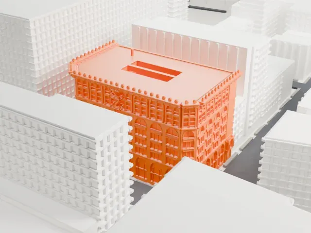 Cable Building model, South view