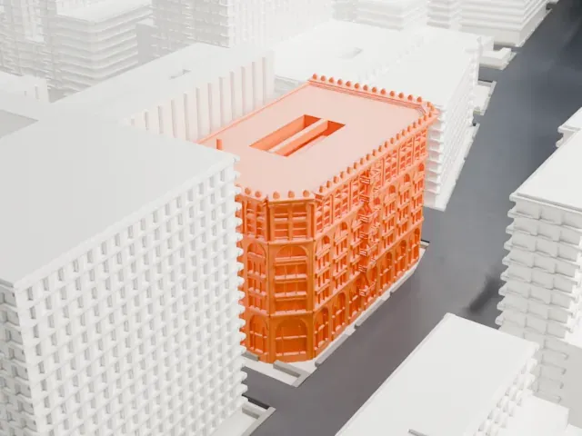 Cable Building model, West view