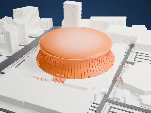 Caesars Superdome model, West view