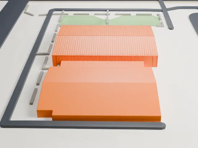 CAF Airbase Arizona Hangars model, East view