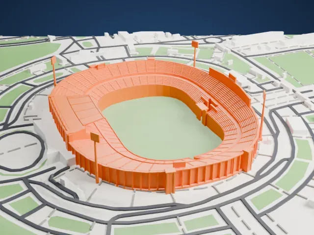 Cairo International Stadium model, South view