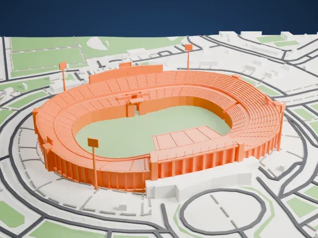Cairo International Stadium model, West view