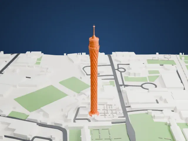 Cairo Tower model, East view