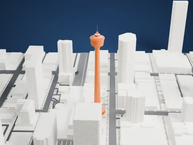 Calgary Tower model, East view
