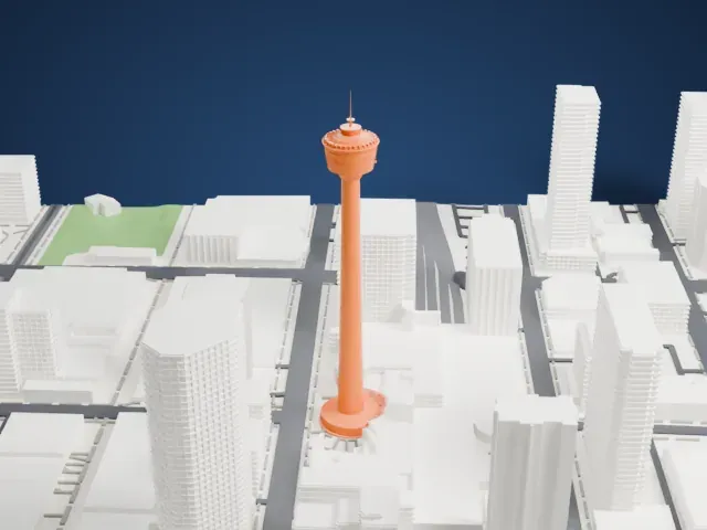 Calgary Tower model, West view