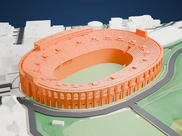 California Memorial Stadium model, East view