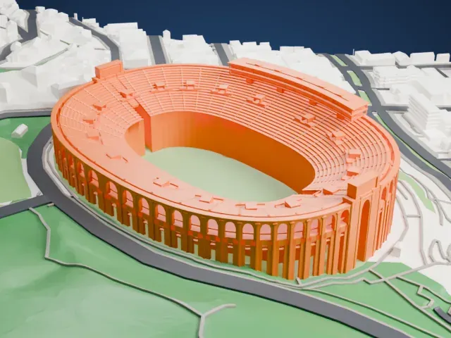 California Memorial Stadium model, North view