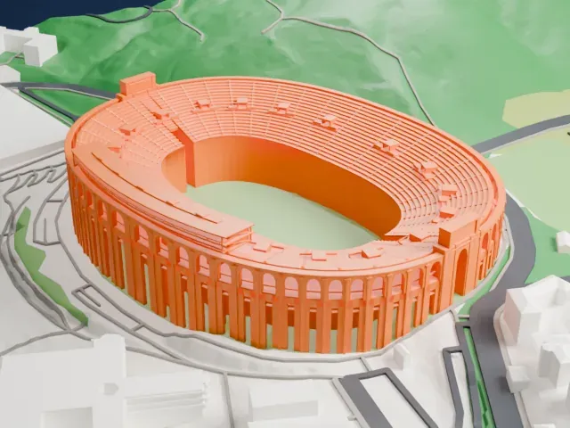 California Memorial Stadium model, South view