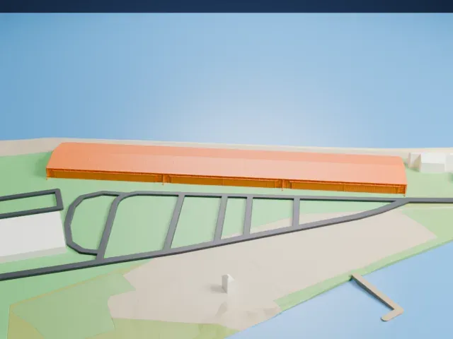 Calshot main flying boat hangar model, West view