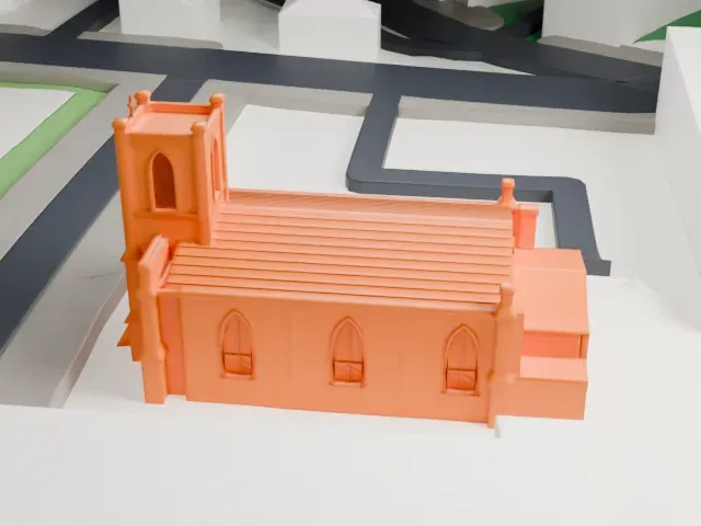 Calvary Baptist Church, Ossining model, East view
