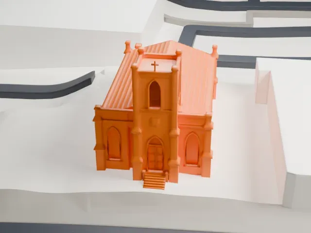 Calvary Baptist Church, Ossining model, South view