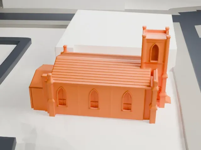 Calvary Baptist Church, Ossining model, West view