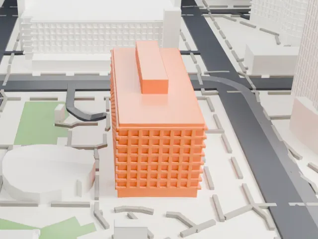 Calvin C. Goode Municipal Building model, East view