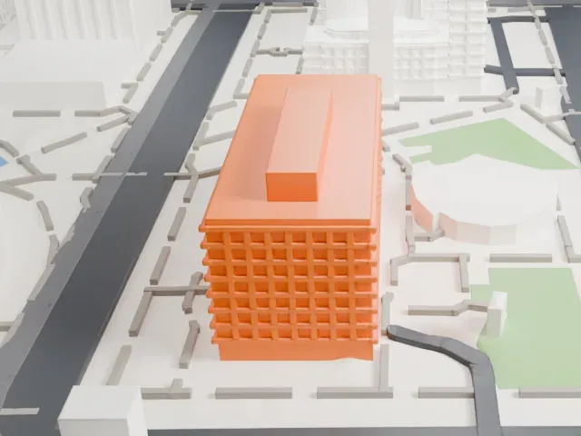 Calvin C. Goode Municipal Building model, West view